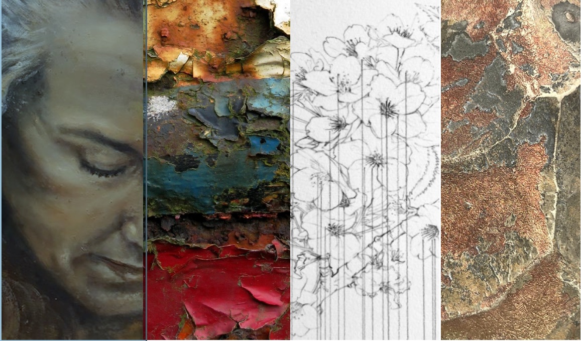 The image shows a collage of photos of different artwork that is featured in the Summer Exhibition.